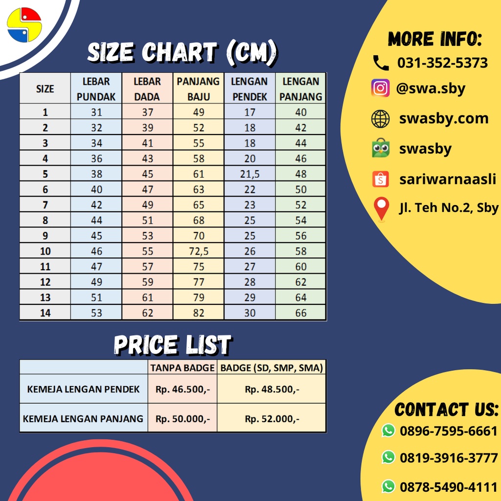 SERAGAM KEMEJA SEKOLAH PUTIH LENGAN PANJANG BAHAN TC (UK: 8-14)