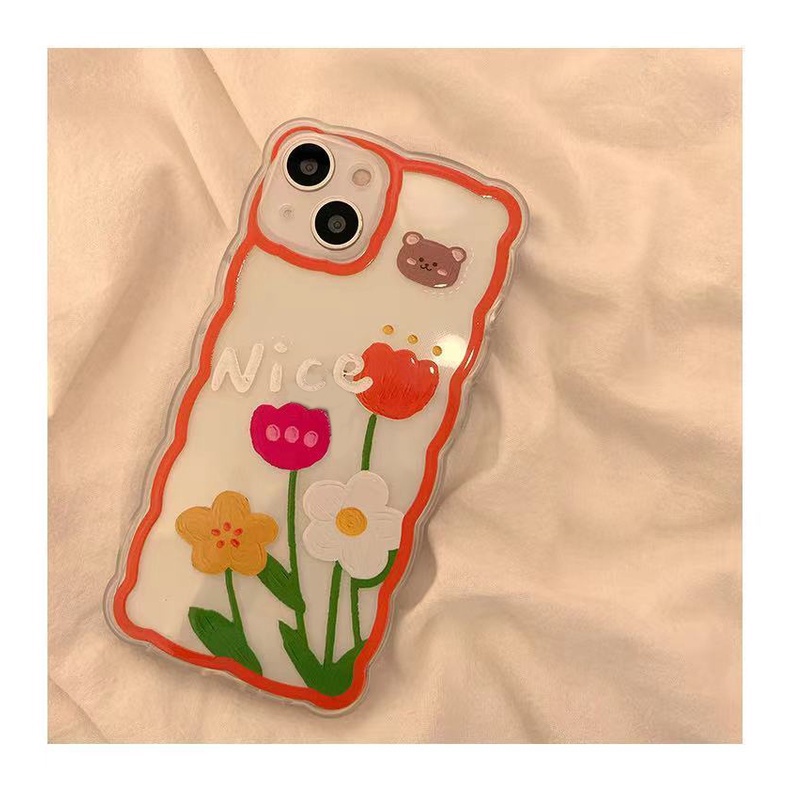 Soft Case TPU Transparan Motif Bunga Untuk Iphone 13 Pro Max / 12 / 11 / XS / XR / X / 8 / 7 / 6 Plus Mini SE 2020