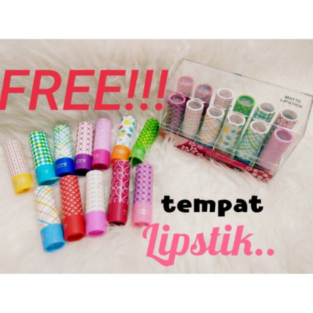 12Pc LIPSTIK HENGFANG MATTE / LONGLASTING FREE TEMPAT LIPSTIK