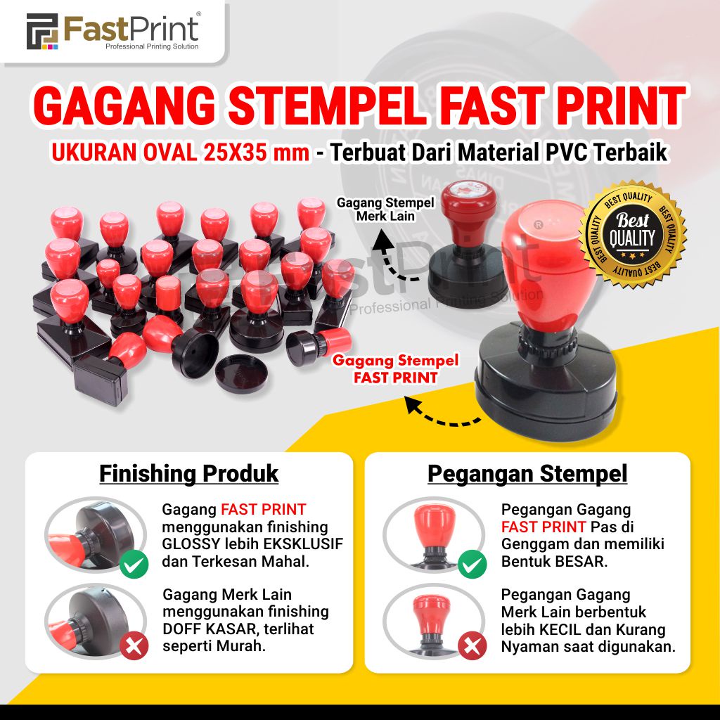 Gagang Stempel Flash Oval Warna Ukuran 25x35mm