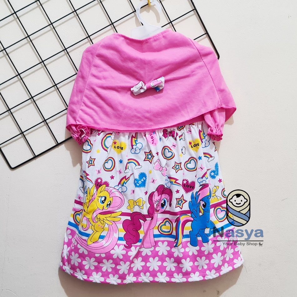 [N-098] DRESS/baju muslim anak perempuan + jilbab MURAH (0-12m)