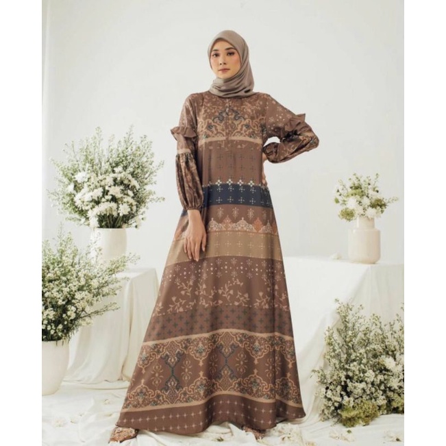 Gamis Maxmara Dior Silk Premium//Gamis Maxmara Lux Premium-Ceruty Dior coklat