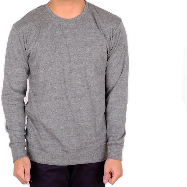 Kaos Pria Lengan Panjang / Kaos Sweater Pria / Kaos Panjang Sweater - Abu-Abu