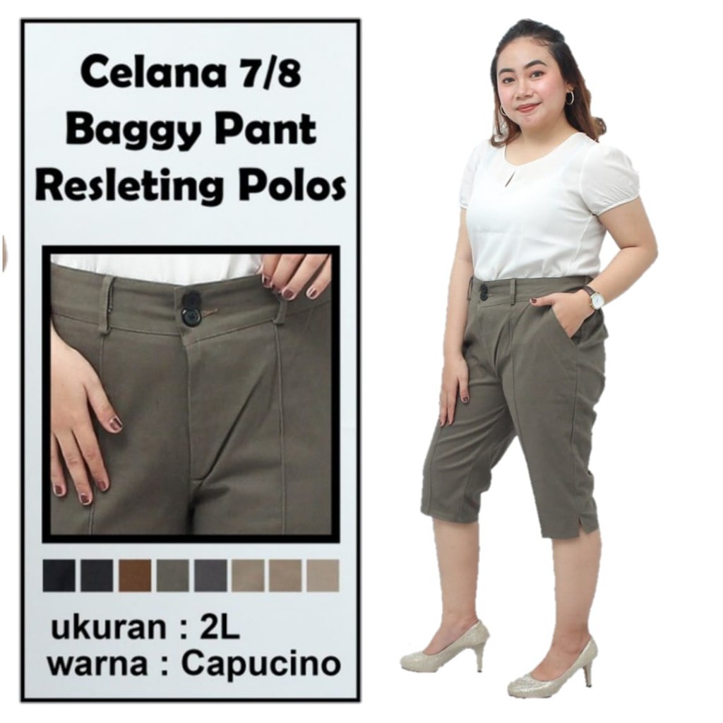 Celana Pendek  7/8 Wanita Katun Stretch S-L-XL-XXL-4L-5L-6L-8L