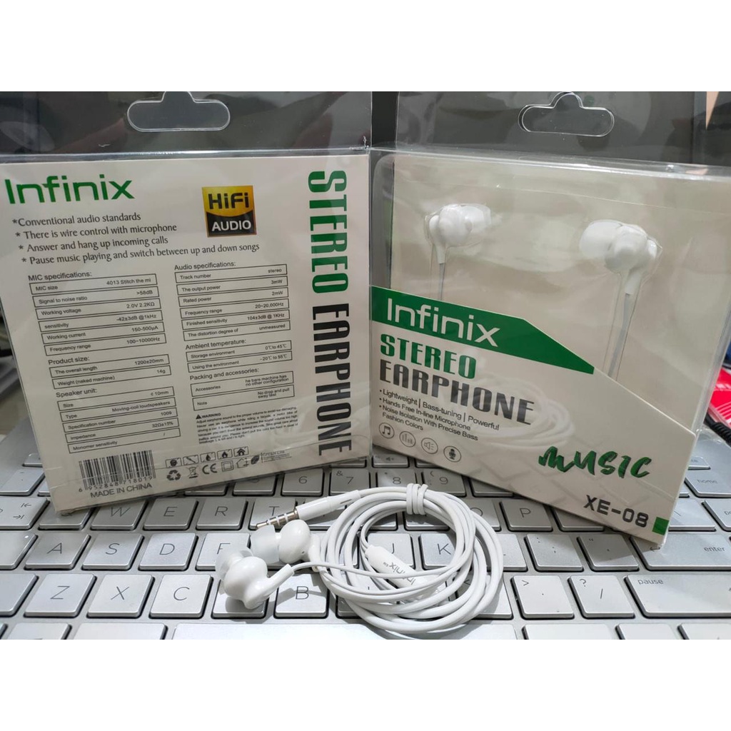 Handsfree INFINIX XE-08 XE-06 Jack audio 3.5mm Headset XE08 XE06 Good Quality