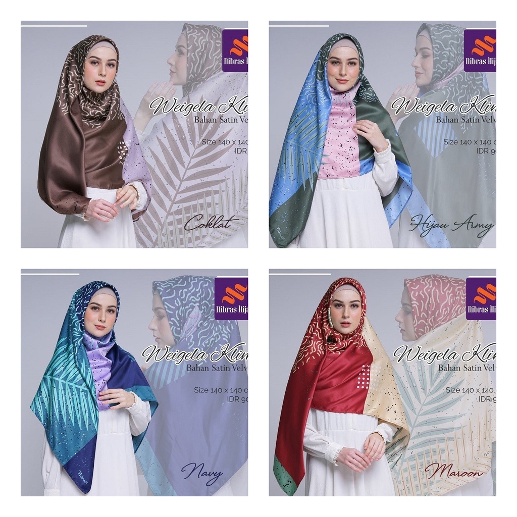 SEGIEMPAT WEIGELA KLIM ORIGINAL BY NIBRAS HIJAB FASHION WANITA DEWASA KERUDUNG JILBAB SEGI EMPAT BAH