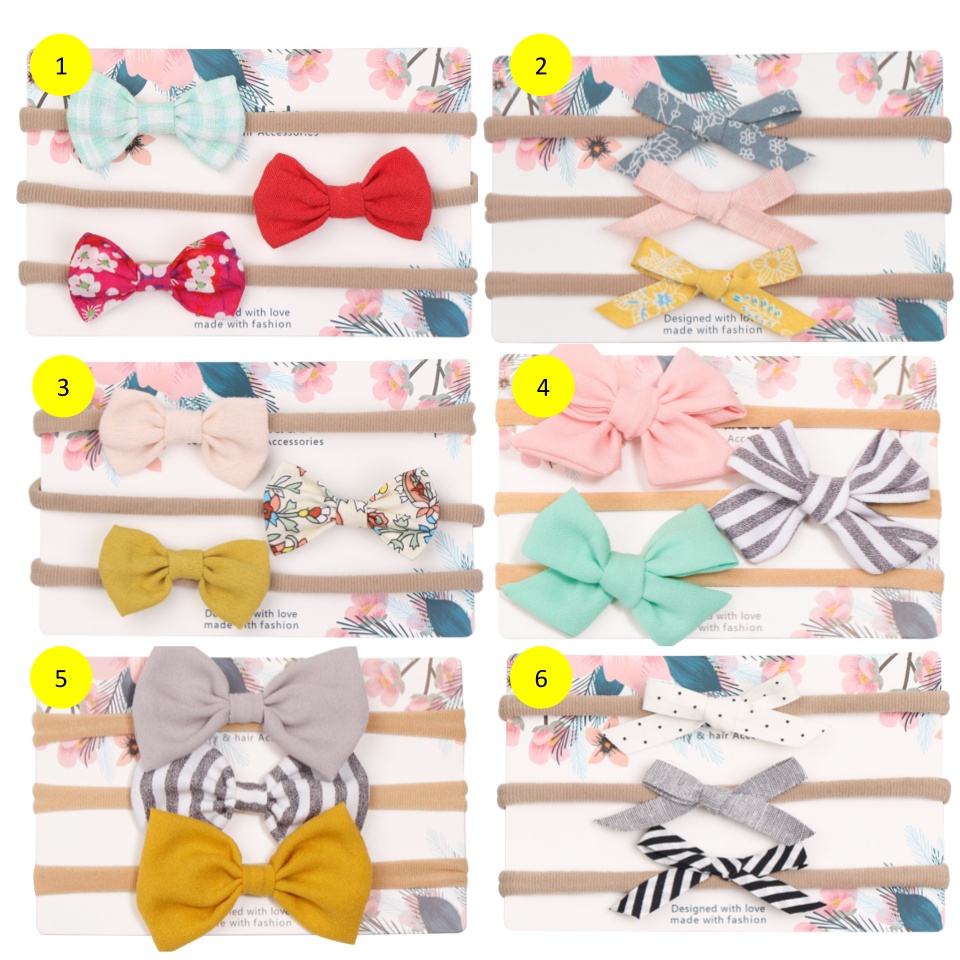 1 Set (Isi 3 pcs) Bando Bandana Bayi Nilon / Headband Bandana Bayi