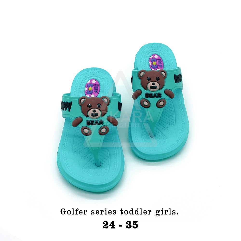 Sandal Jepit Anak perempuan 2-9 Tahun Model Karakter Bear Lucu