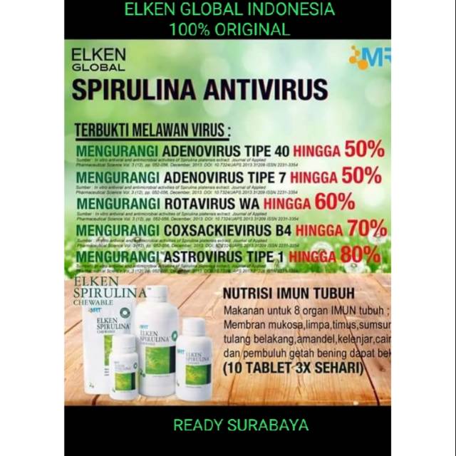 Ready Spirulina Elken 100 Tablet Original 100 Herbal Shopee Indonesia