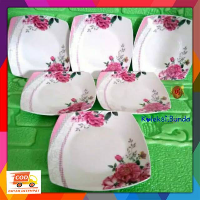 Free Packing Kayu - FIORENZA Piring Cake Plate Isi 6 Pcs / Piring Keramik Unik  / Piring FIORENZA