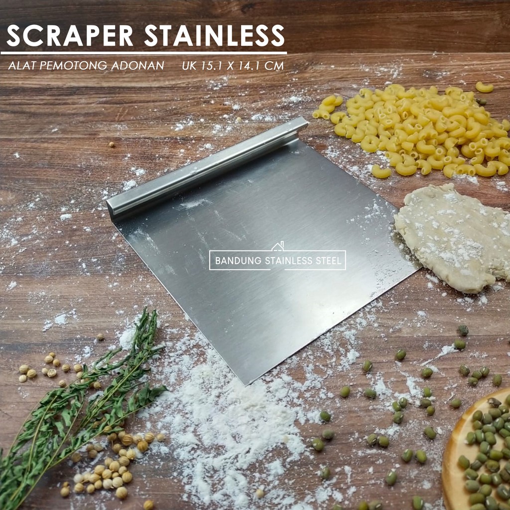 SUS304 Scraper Stainless Steel Dough Cutter Alat Pemotong Adonan Mie Kue Roti Cakue