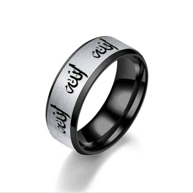 Cincin titanium/couple lafadz allah warna hitam kombinasi