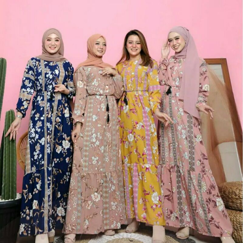 TIARA MAXI // DRESS GAMIS CORAK PREMIUM TRENDI TERMURAH TERLARIS