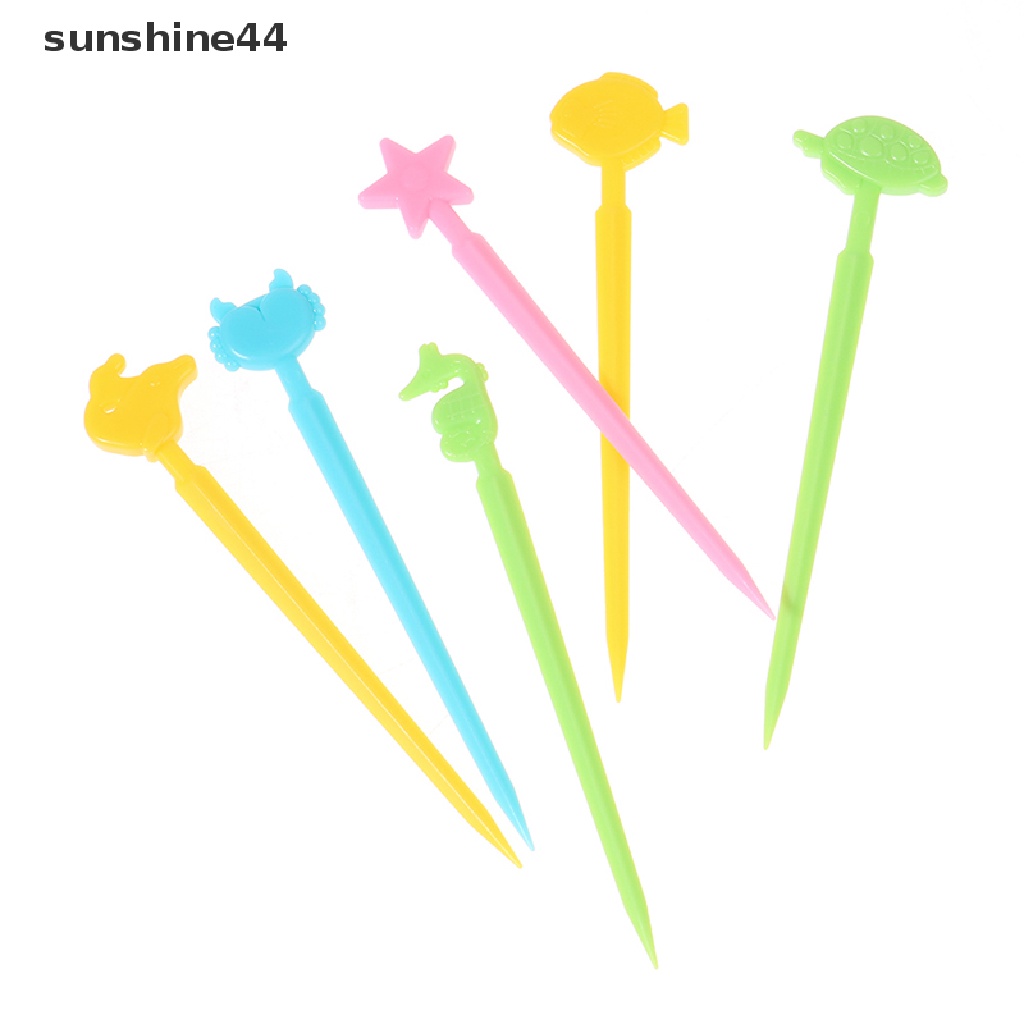 Sunshine 20Pcs Garpu Buah Desain Kartun Binatang Kecil Lucu Bahan Plastik