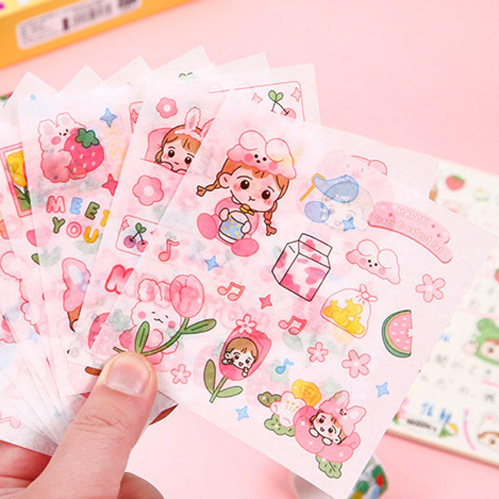 Lanfy Kawaii Sticker Set Packing Dekorasi 20pcs Bear Bunny Kelinci Kodok Bunga Minuman Makanan Stationery Diary Foto Album Stiker Hias