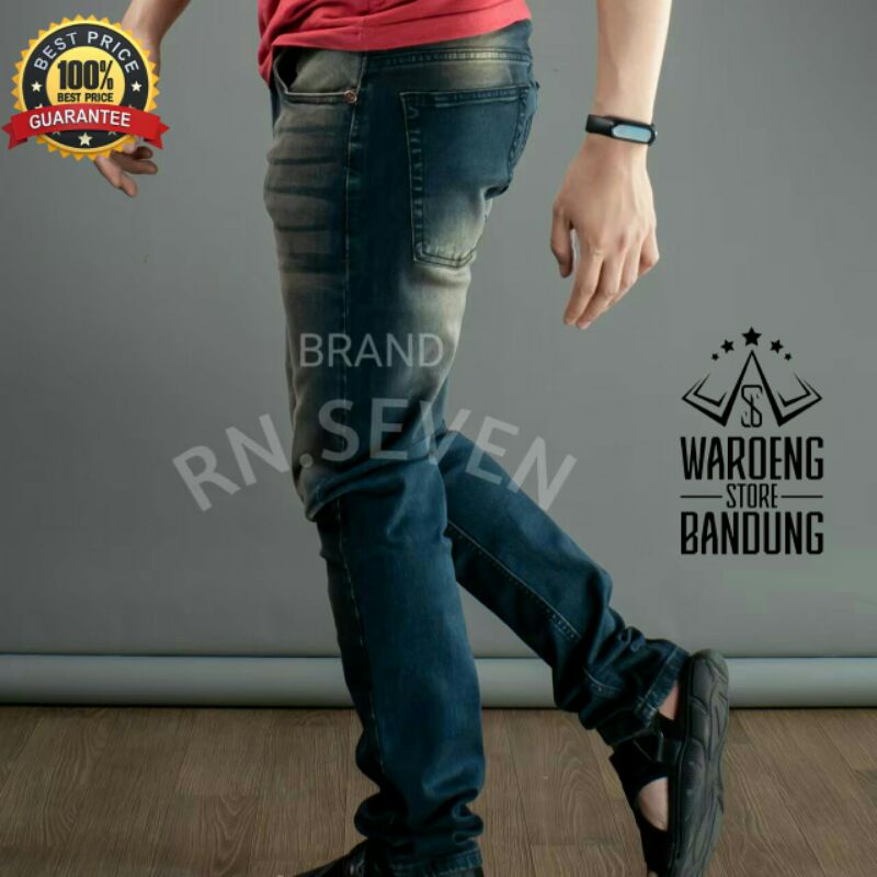 Celana Panjang Jeans Pria SlimFit Soft Jeans RN Seven Premium Original Size 28 - 34