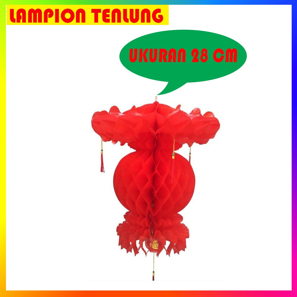 ( SEPASANG 2PCS ) Lampion Plastik Merah TENLUNG Dekorasi Imlek Sincia Lampion Gantung Plastik