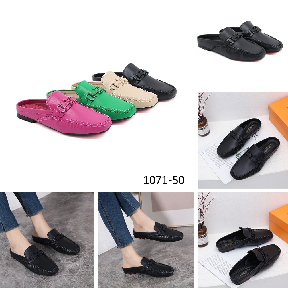 SHOES Leather Logo Flat Mules 1071-50