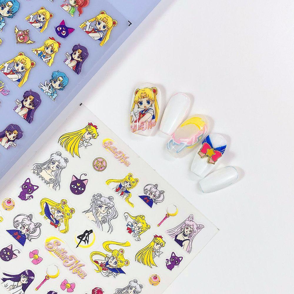 Mxbeauty Sailor Moon Stiker Kuku Alloy Lucu Tahan Air Kartun DIY Nail Art Dekorasi