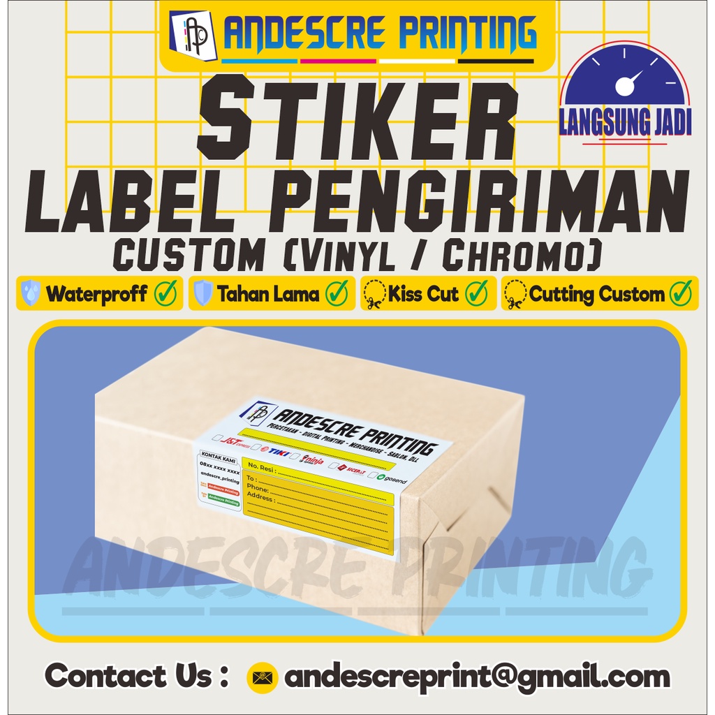 

Cetak Stiker Label Makanan / Label Pengiriman / Label BOX Makanan Murah Full Color