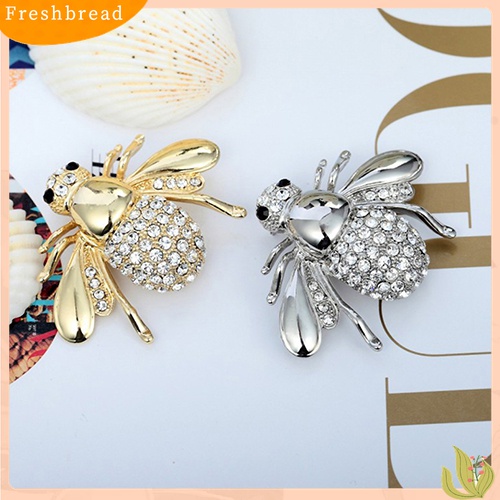 Fresh| Bros Pin Bentuk Lebah Madu Aksen Kristal Berlian Imitasi Warna Silver / Gold Untuk Wanita