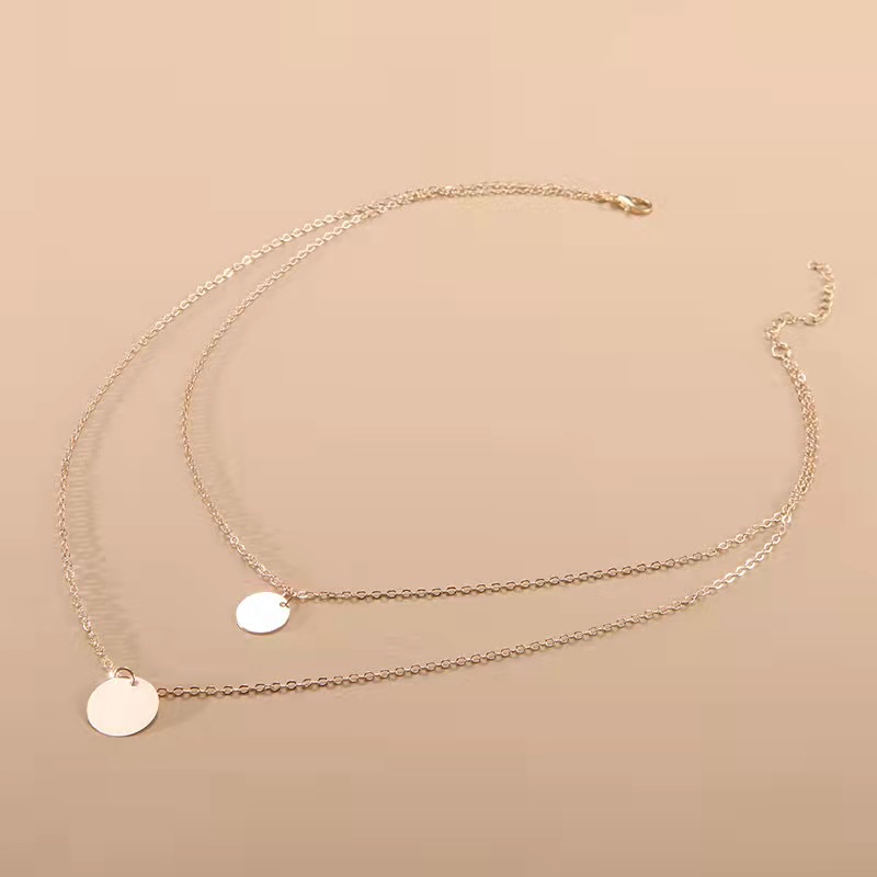 Kalung Rantai Liontin Bulat Polos Necklace Gaya Korea - Kalung Rantai Liontin