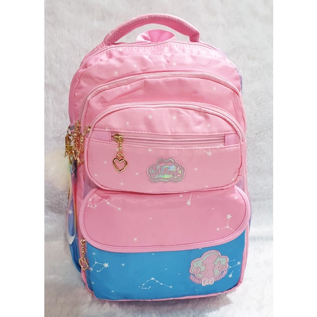 RANSEL / BACKPACK TAS Anak Sekolah SD / SMP / REMAJA 17&quot; UKURAN BESAR MODEL PRS MASA KINI GANTUNGAN BULU IMPORT