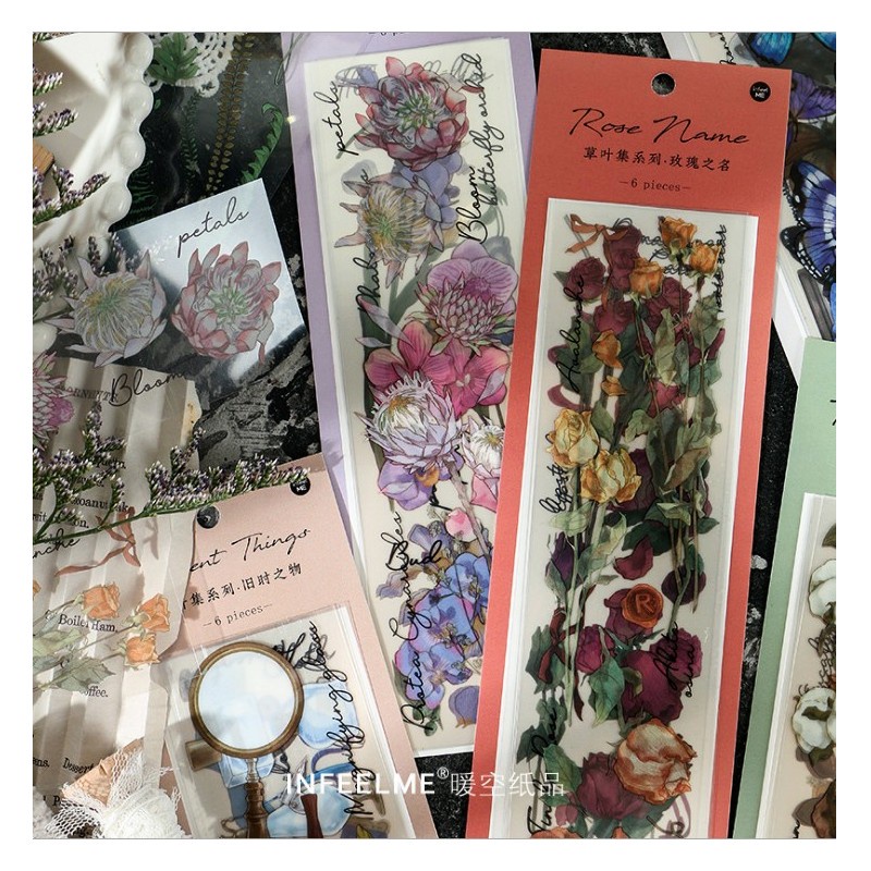 

[FS] 6pcs Waterproof PET Stiker Seri Tanaman & Journaling Kreatif DIY Sticker Dekoratif Jurnal Alat Tulis