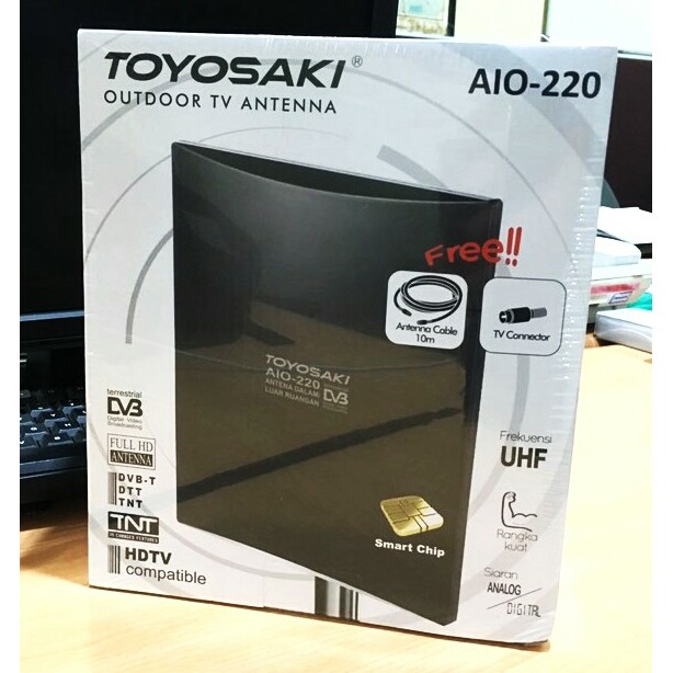 ANTENA TV TOYOSAKI AIO 220 + KABEL 10 M INDOOR / OUTDOOR LUAR DALAM