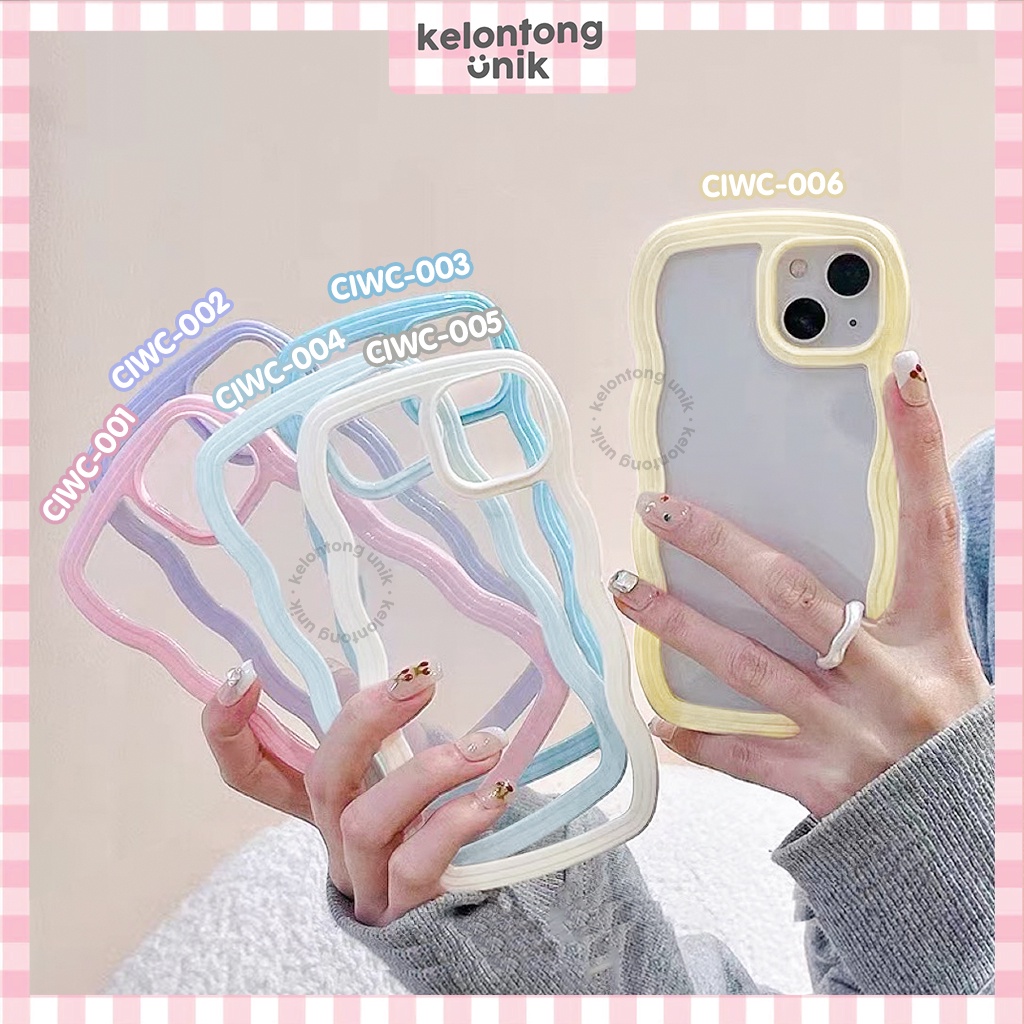 (Seri 1) For iPhone - 2 in 1 Double Protection Pastel Wavy Case/ Curly Edge Case