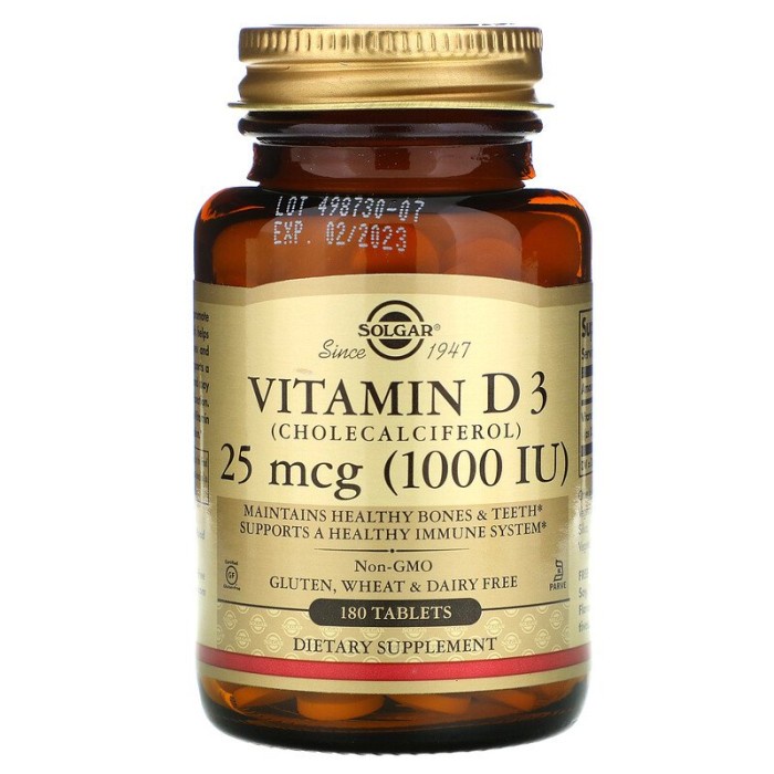 Solgar Vitamin D3 25 mcg 1000 IU 180 Tablets