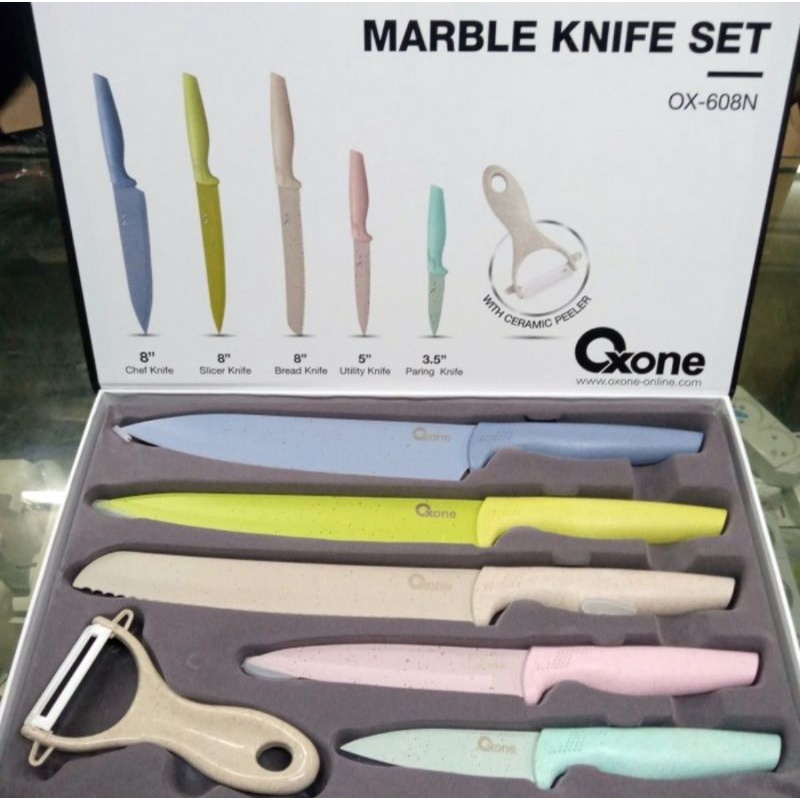 OXONE Pisau Set OX-608N Multi Colour Marble Knife Set OX608N