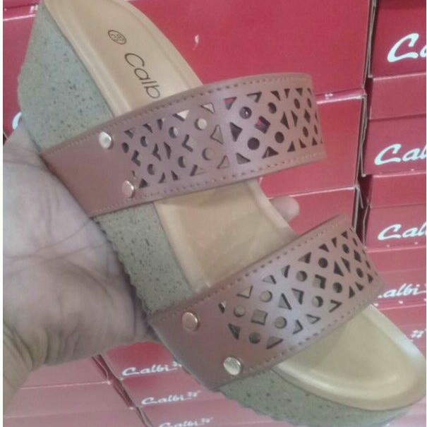 calbi sandal wanita wedges tali dua original