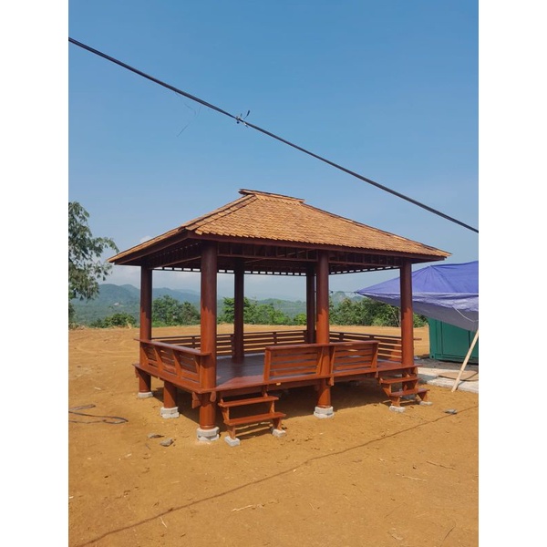 Gazebo kayu kelapa ukuran 4 x 3 meter