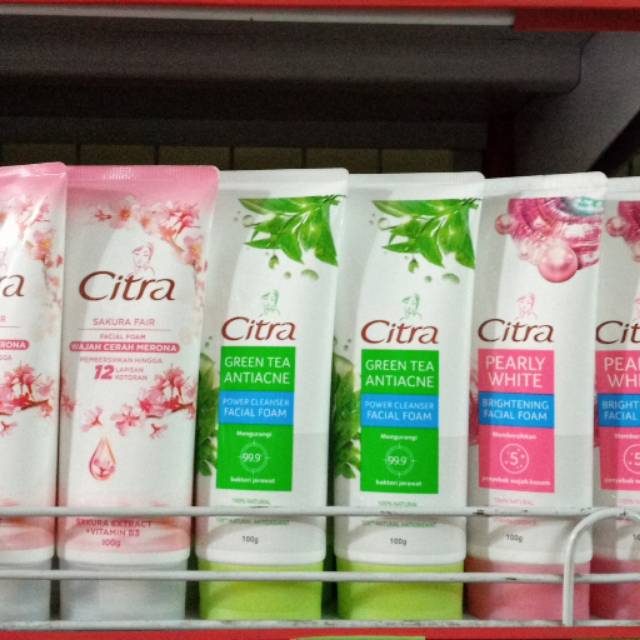 [GROSIR] Citra facial foam pearly wht/greentea/sakura 100ml