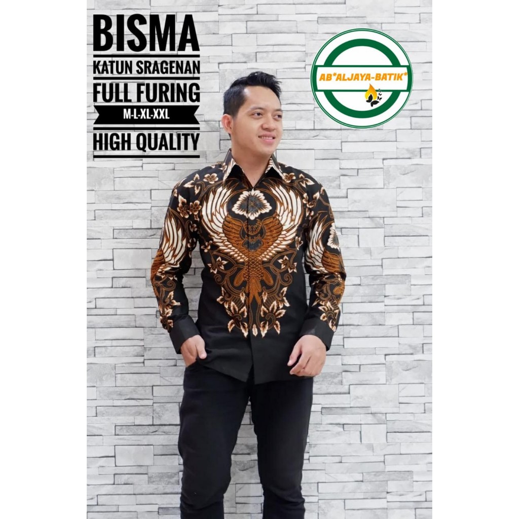 BISMA Kemeja Batik Pria Lengan Panjang Katun Halus FULL FURING Batik Aljaya