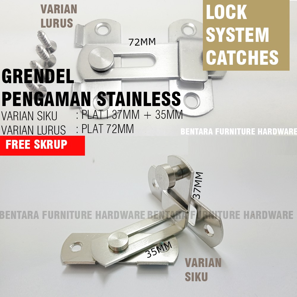 Grendel Kait 3 Inchi Minimalis Stainless Steel -Pengaman Pintu (3 Inchi = 7.5CM)