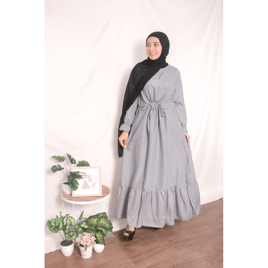 Rx Fashion ALIFA MAXI DRESS / REIN DRESS Bahan Twiscone Fit XL-ABU