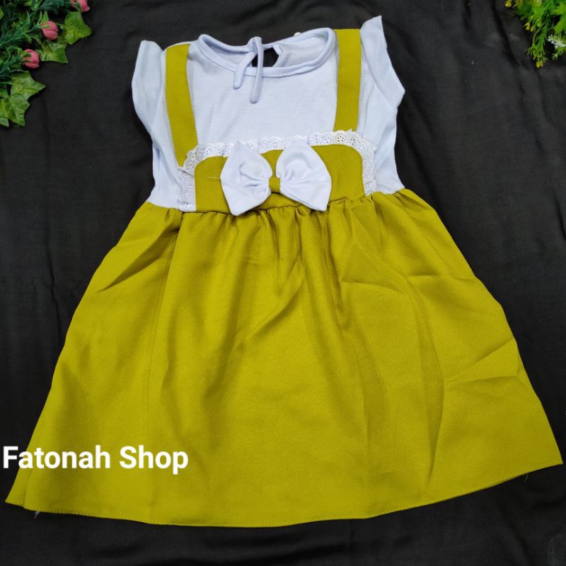 Dress Anak 1 2 tahun cewek perempuan gaun anak cewek pita moscrepe ( gaun pita mosCe )