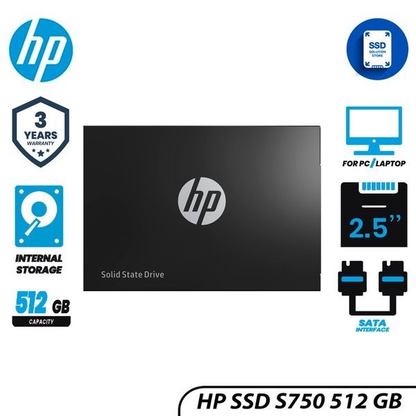 HP SSD S750 512GB / SATA / Original / garansi 3 tahun / 320TBW