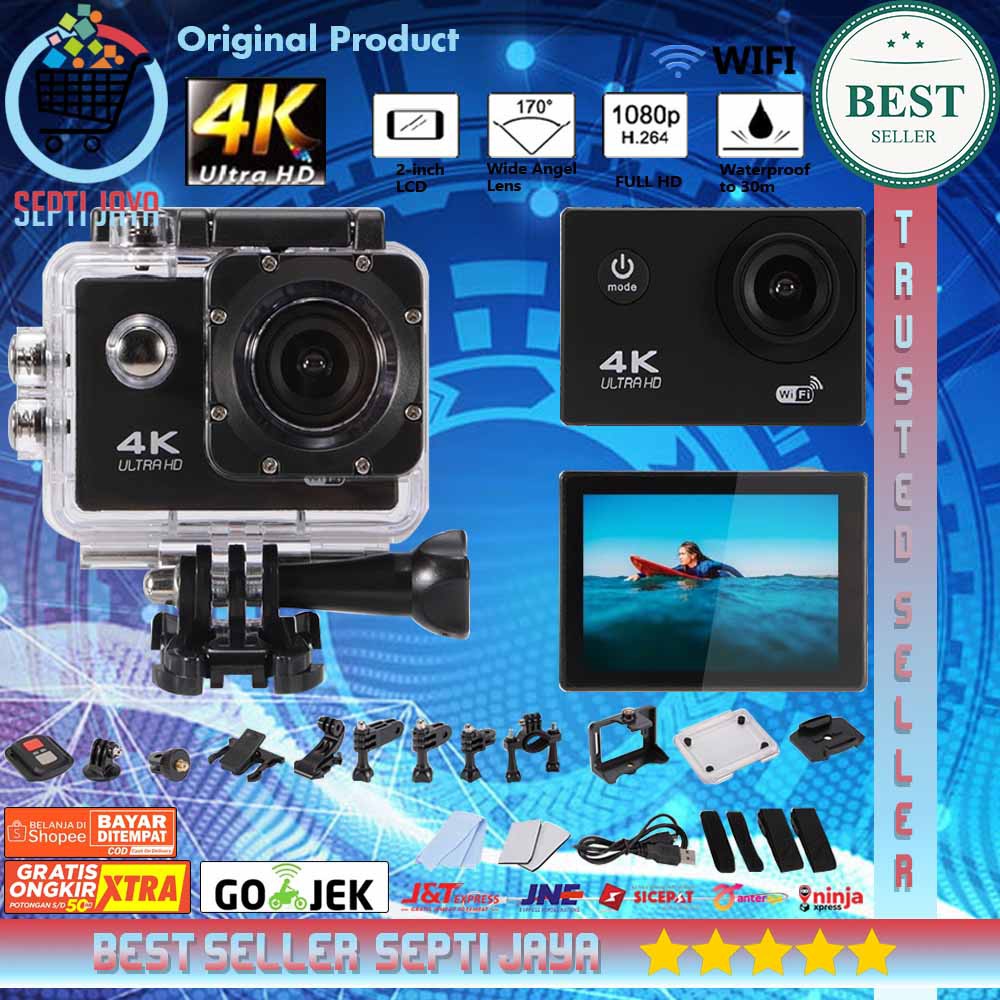 Jual Kogan Action Camera WIFI 1080P 4k Ultra Hd Lcd Display Tahan Air
