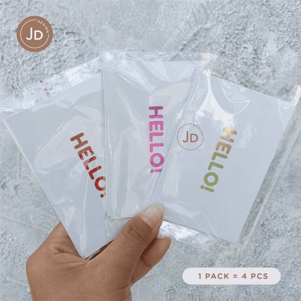 Hello Card Foil - Greetings Card/Aesthetic Card/Kartu Ucapan/Thankyou Card/Kartu Ucapan Custom/Kartu