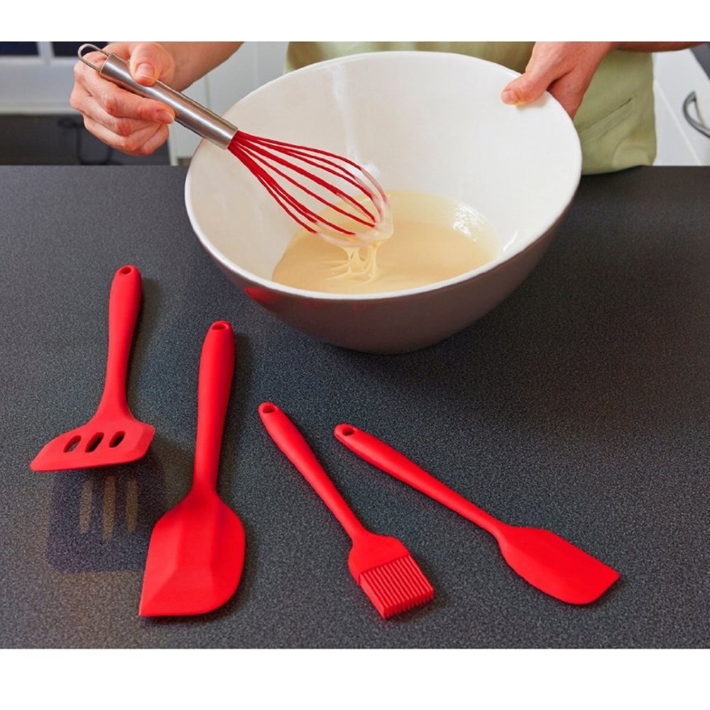 HOVELSHOP Set Alat Masak Set 5 Pcs Silikon Spatula Sutil Anti Panas