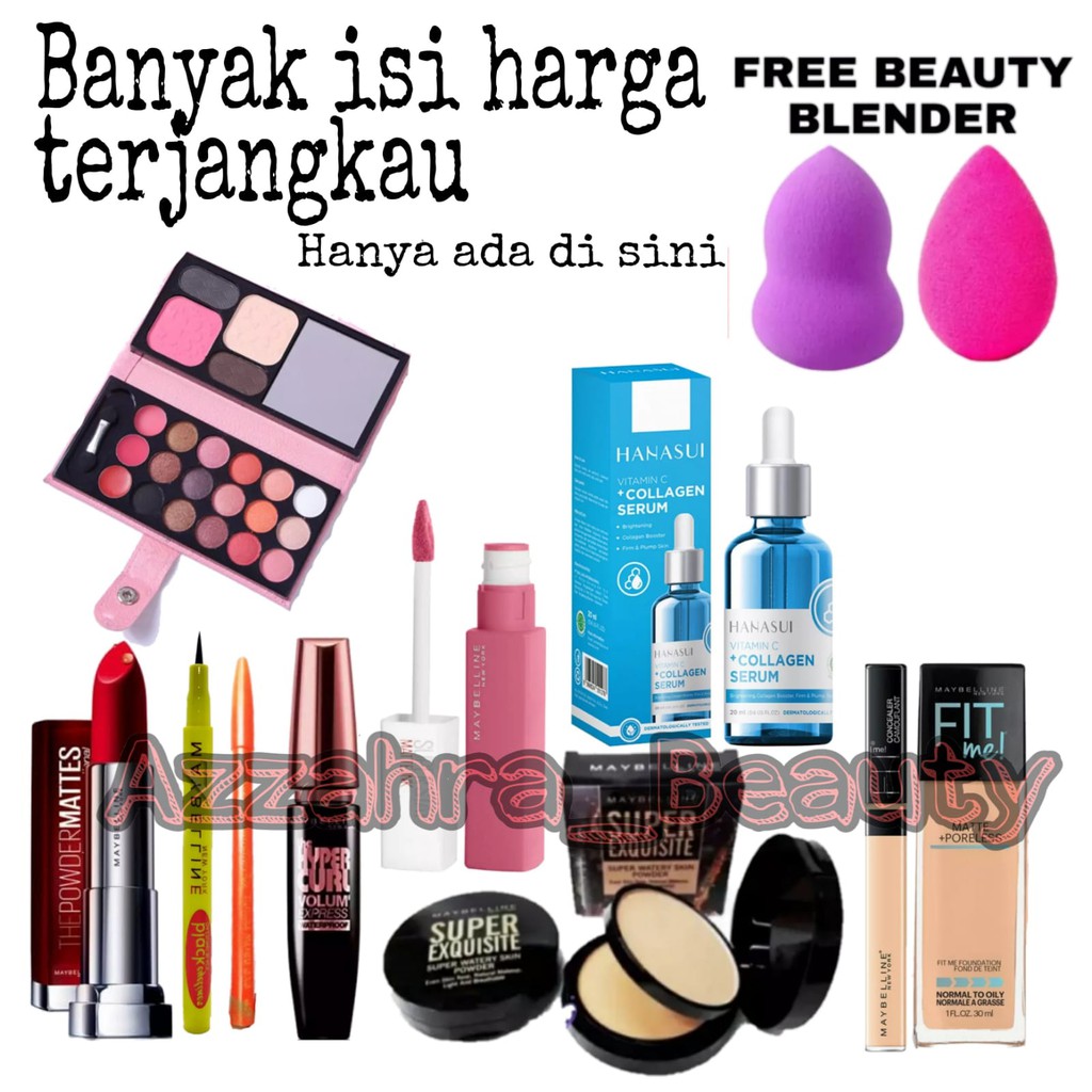 Maybelin Paket Makeup 10 in 1 paket kosmetik wanita lengkap komplit murah promo super hemat 1 set ma