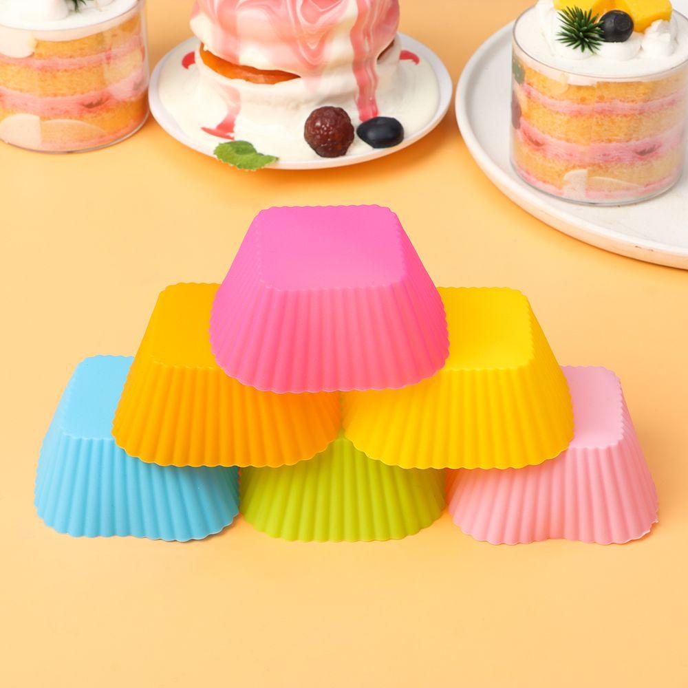 SOLIGHTER Random Color Cake Mold DIY Wrapper Paper Pastry Tools Reusable Silicone Cupcake Muffin Cases Baking Liner Mold