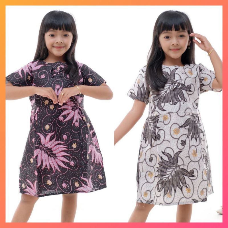 DRESS BATIK ANAK PEREMPUAN BAJU BATIK ANAK WANITA USIA 2-12TAHUN SERAGAM SEKOLAH SERAGAM BAJU ULANGTAHUN BAJU BATIK ANAK TRANDY