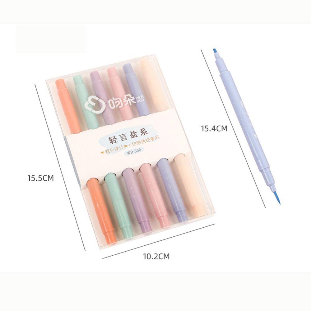 Nanas 6pcs /Set Pen Neon Penanda Lucu Buku Teks Alat Tulis Berkepala Dua