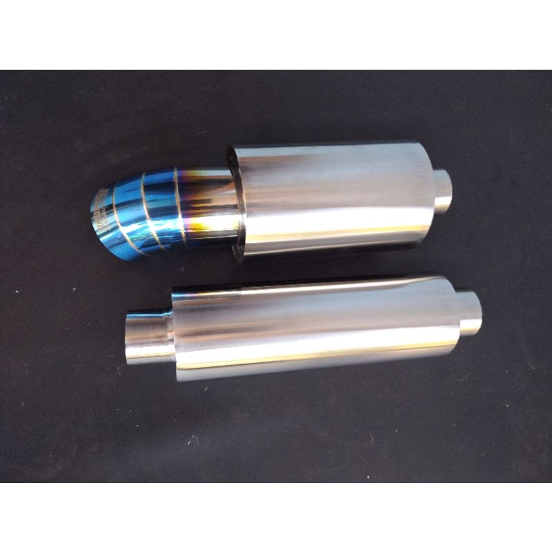 KNALPOT JS RACING BIRU DAN RESONATOR