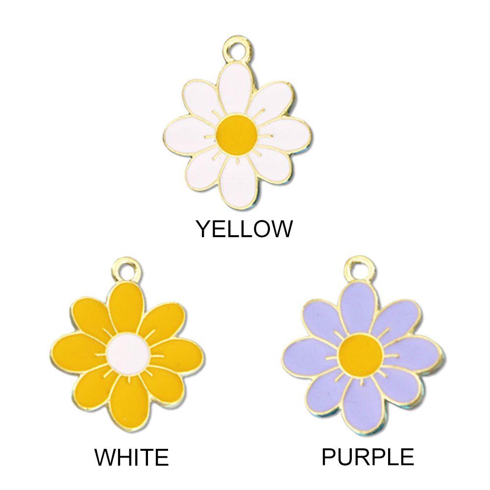 Preva 10 Pcs Bunga Daisy Charms Perhiasan Aksesoris Gelang Membuat Temuan Kalung Kerajinan DIY Alloy Enamel