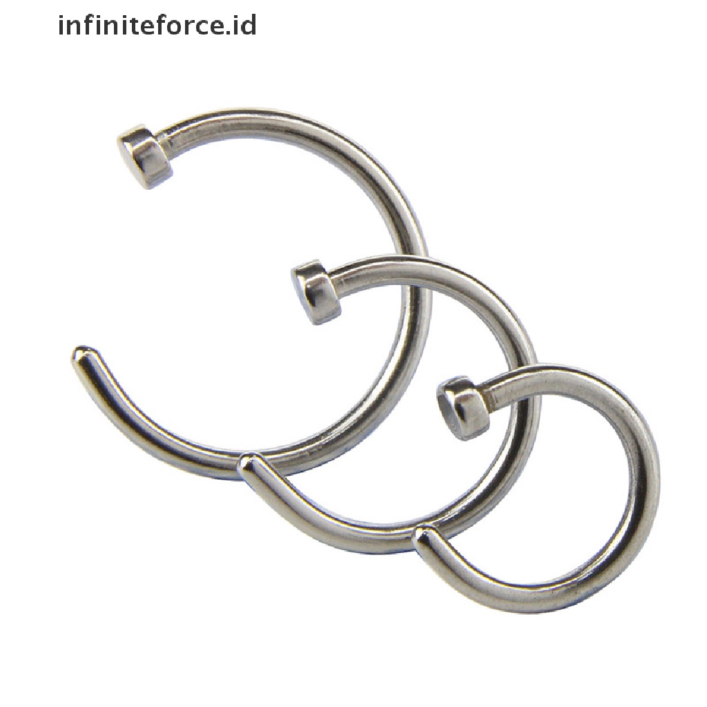 14pcs / Set Cincin Hoop Tindik Tubuh Hidung Bahan Stainless Steel